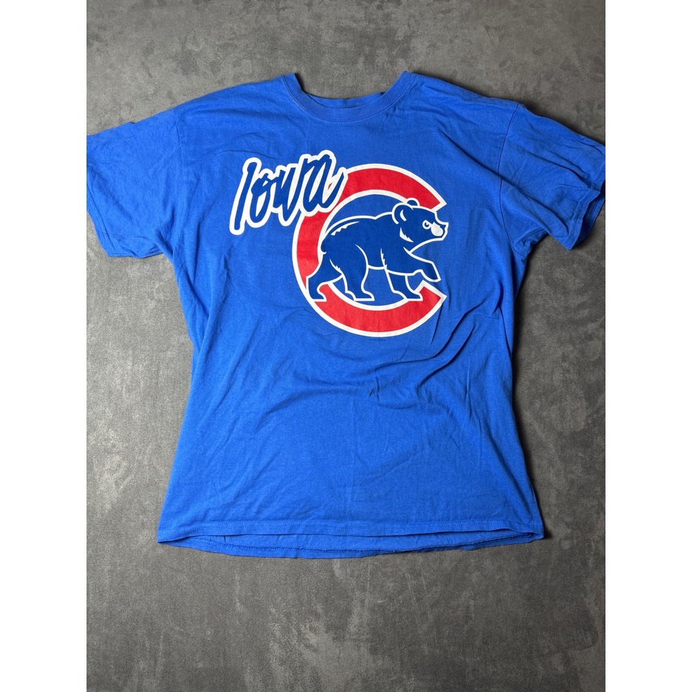 Iowa Cubs MiLB Baseball Graphic T-Shirt Blue Gildan Heavy Cotton Mens Large